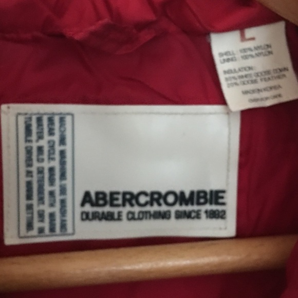 Vtg 90s Abercrombie & Fitch Red Down Puffer Vest - Picture 7 of 7